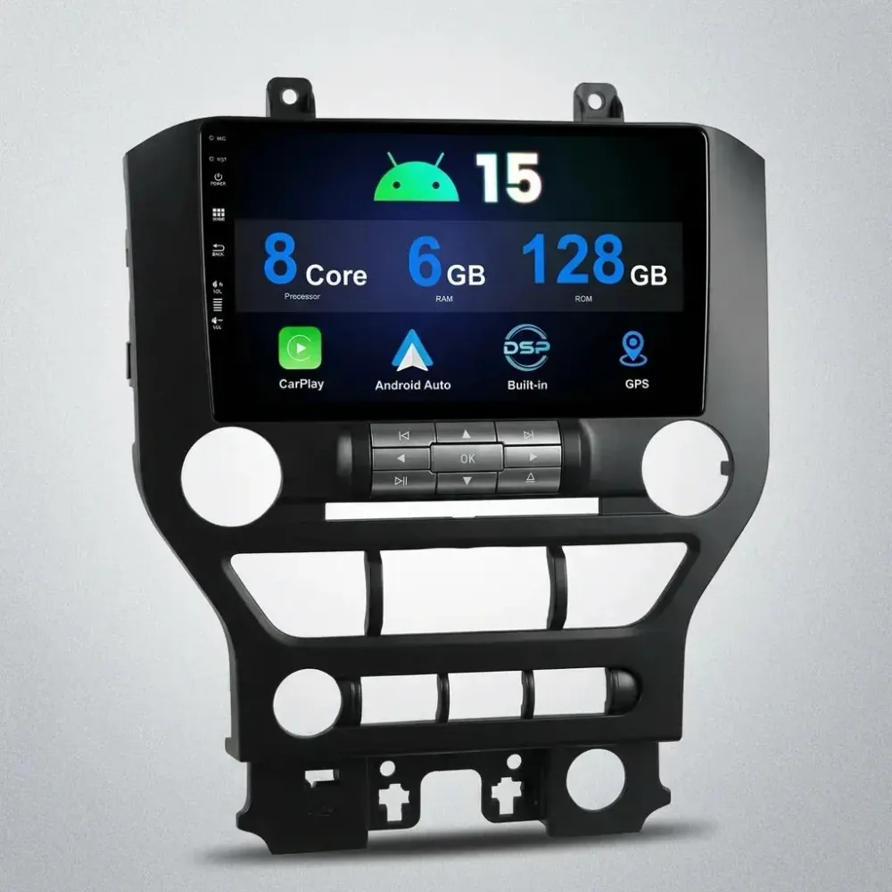 Autorádio Android 14 BKAP 5434D04 – Ford Mustang 2015-2021 (9” Ecrã Tátil | CarPlay & Android Auto | Câmara & Mic | GPS |...