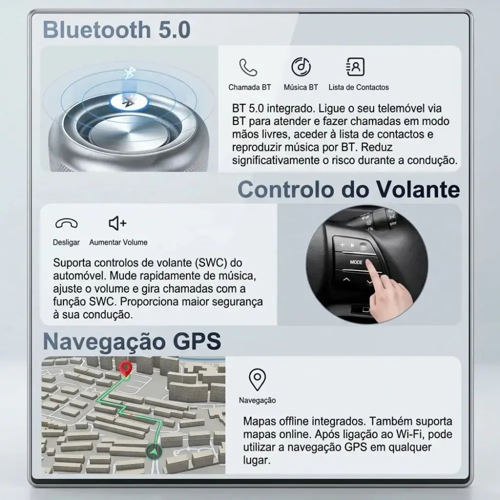 Autorádio Android 14 BKAP 5434D04 – Ford Mustang 2015-2021 (9” Ecrã Tátil | CarPlay & Android Auto | Câmara & Mic | GPS |...