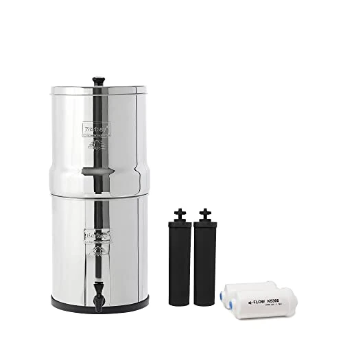 berkey BK4 X 2-bb Big berkey sSistema de filtrado de agua potable con 4 filtros – 2 Filtros De Color Negro y 2 filtros de...