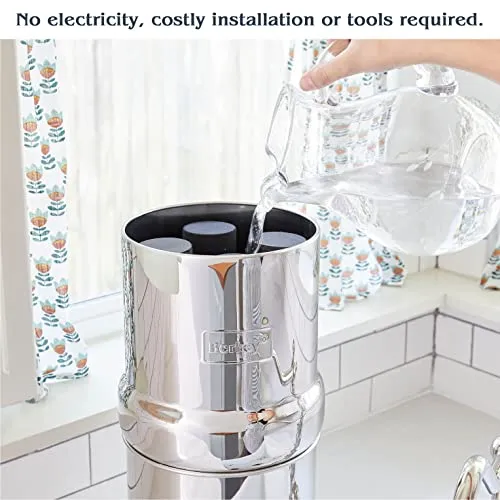 berkey BK4 X 2-bb Big berkey sSistema de filtrado de agua potable con 4 filtros – 2 Filtros De Color Negro y 2 filtros de...