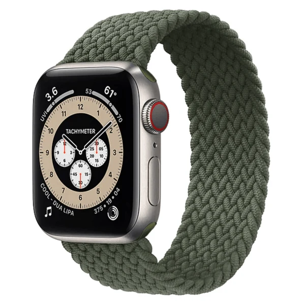 Bracelete Braided Solo NylonSense para Apple Watch Series 9 - 45mm (Pulso:170-182mm) - Verde Escuro