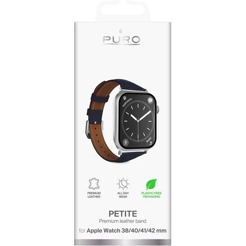 Bracelete Couro Puro Petite para Apple Watch 38/40/41 mm - Azul Escuro