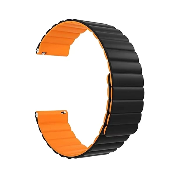 Bracelete MagneticWaveSilicon Para Amazfit GTS 2 Mini - Preto/Laranja
