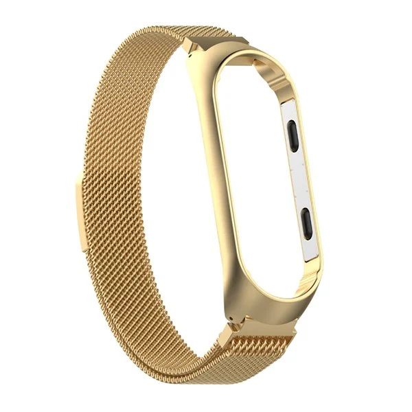Bracelete Milanese Loop Fecho Magnético para Xiaomi Mi Band 3 - Ouro
