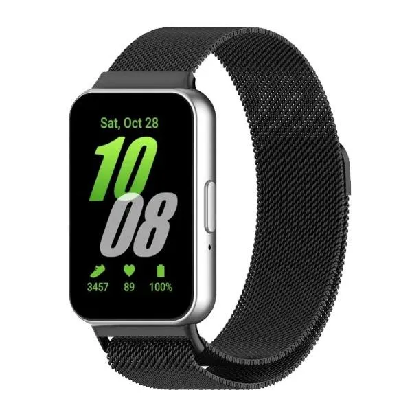 Bracelete Milanese Loop Fecho Magnético para Samsung Galaxy Fit3 - Preto