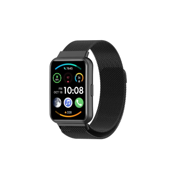 Bracelete Milanese Loop Fecho Magnético para Huawei Watch Fit 2 - Preto