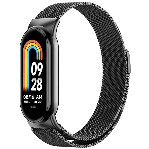Bracelete Milanese Loop Fecho Magnético para Xiaomi Smart Band 9 - Preto