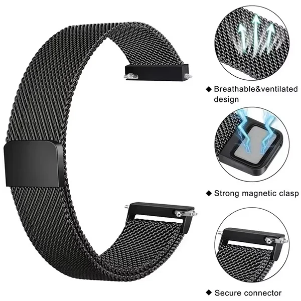Bracelete Milanese Loop Fecho Magnético PHONECARE Para Oppo Watch X2 Mini - Preto