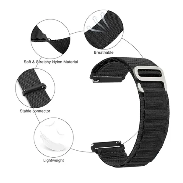 Bracelete Nylonsense Alpine M (Pulso de 145mm 190mm) PHONECARE Para Amazfit Balance 2 - Preto