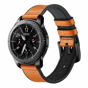 Bracelete Premium SiliconLeather para Honor Watch GS 3 - Castanho / Preto