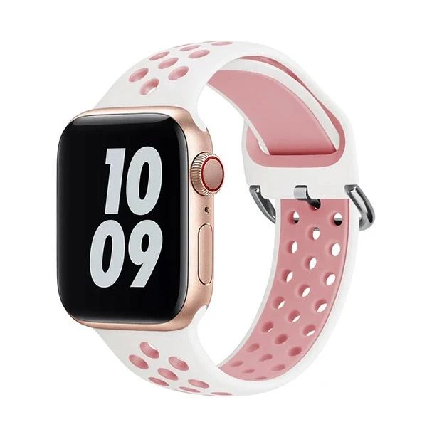 Bracelete SportyStyle para Apple Watch Series 4 - 38mm - Branco / Rosa