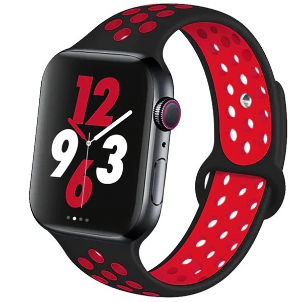 Bracelete Sportystyle para Apple Watch Series 11 - 42mm - Preto / Vermelho