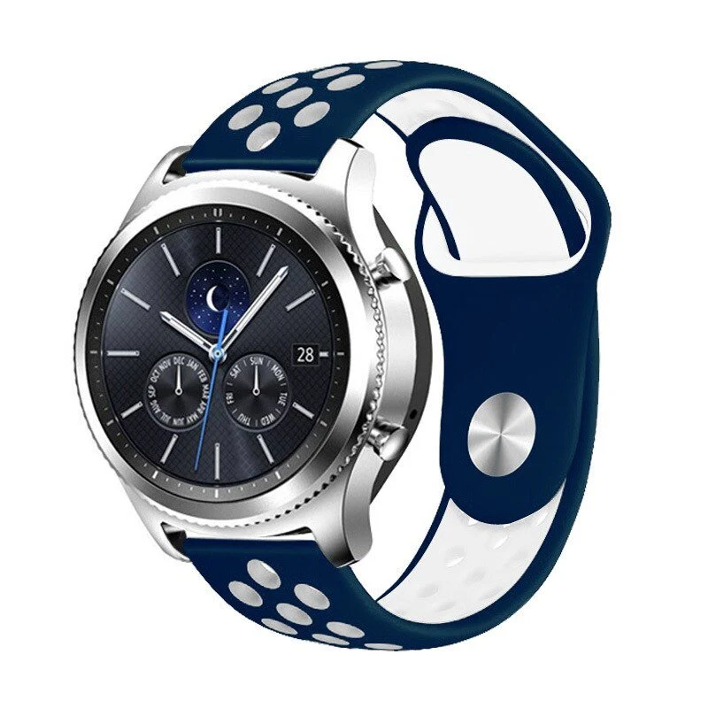 Bracelete SportyStyle para Garmin Forerunner 265 - Azul Escuro / Branco