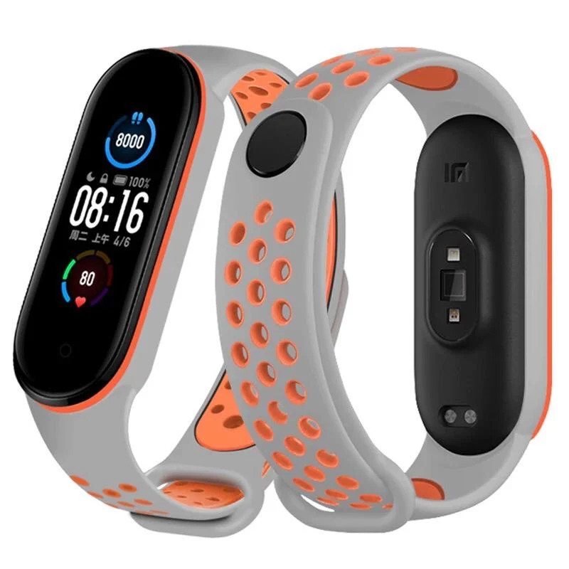 Bracelete SportyStyle para Xiaomi Mi Band 6 / Mi Smart Band 6 - Cinzento / Laranja