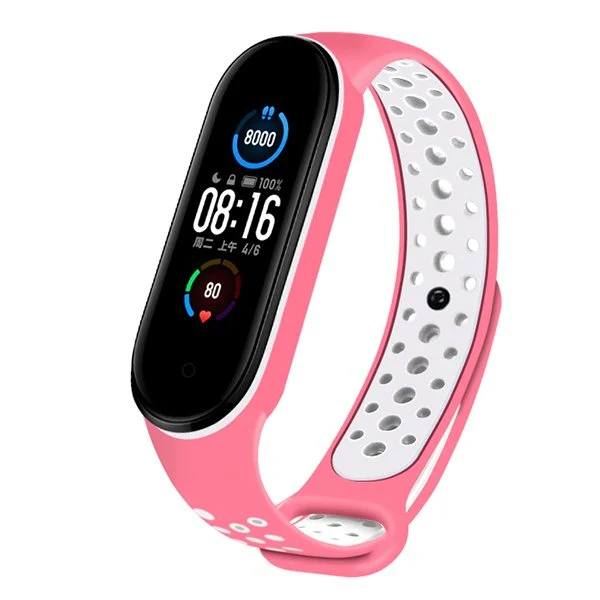 Bracelete SportyStyle para Xiaomi Mi Band 6 / Mi Smart Band 6 - Rosa / Branco