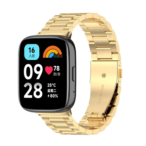 Bracelete ço Stainless Lux + Ferramenta Para Xiaomi Redmi Watch 5 Lite - Ouro