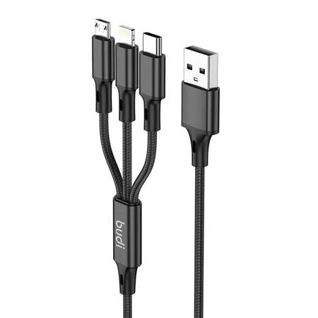 BUDI 3IN1 USB TO USB-C LIGHTNING MICRO USB CABLE 1M (BLACK)