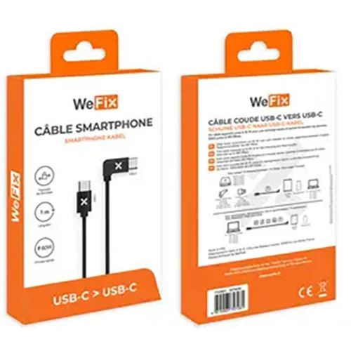 Cabo Angular WeFix USB-C 1m - Preto