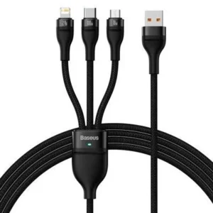 Cabo Baseus Flash Series 3 em 1 - 100W - 1.2m - Preto
