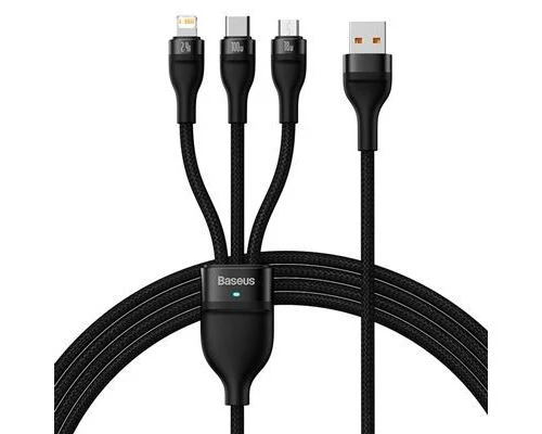 Cabo Baseus Flash Series 3 em 1 - 100W - 1.2m - Preto
