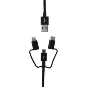 Cabo 3 em 1 Micro-USB/USB-C/Lightning Temium 1m - Preto