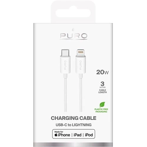 Cabo TPE Puro USB- C para Lightning 3m - Branco