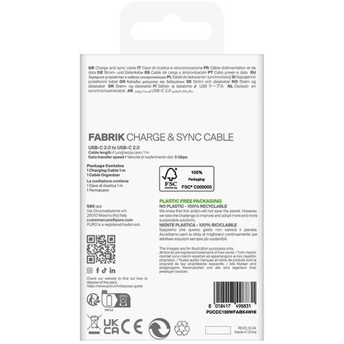Cabo TPE USB-C Puro Fabrik 1m - Branco