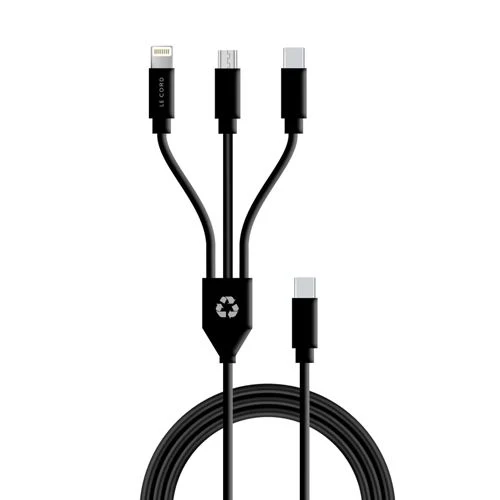 Cabo USB- C 3 em 1 MFI Le Cord 1.2m - Preto