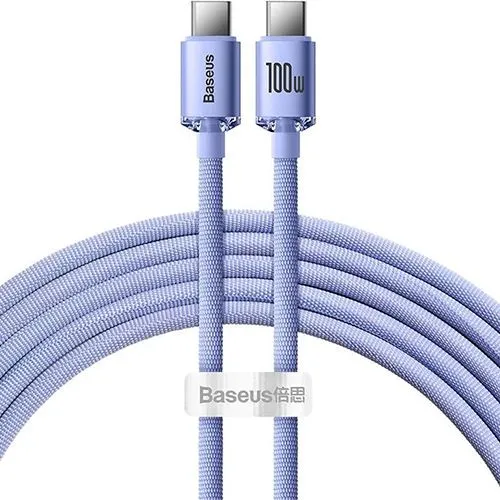 Cabo USB-C Baseus Crystal Shine - 100W - 1.2m - Roxo