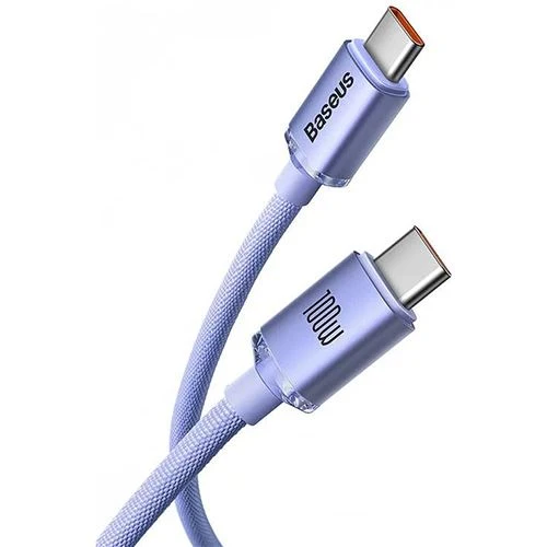 Cabo USB-C Baseus Crystal Shine - 100W - 1.2m - Roxo