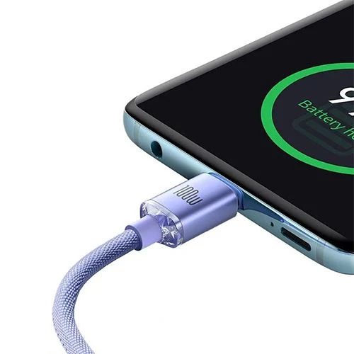 Cabo USB-C Baseus Crystal Shine - 100W - 1.2m - Roxo