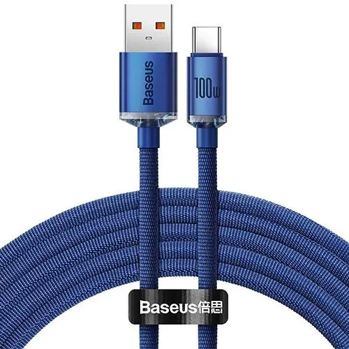 Cabo USB-C Baseus Crystal Shine - 100W - 1.2m - Azul