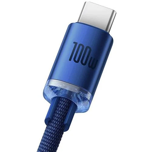Cabo USB-C Baseus Crystal Shine - 100W - 1.2m - Azul