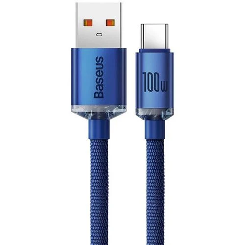 Cabo USB-C Baseus Crystal Shine - 100W - 1.2m - Azul