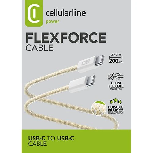 Cabo USB-C Cellular Line Power Flexforce 2m - Amarelo