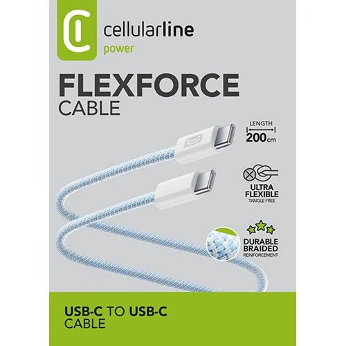 Cabo USB-C Cellular Line Power Flexforce 2m - Azul