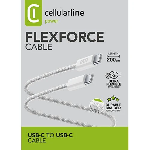 Cabo USB-C Cellular Line Power Flexforce 2m - Branco