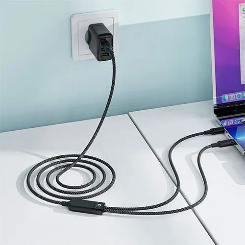 Cabo USB-C para 2x USB-C Acefast C5-11 | 1.2 M | 100 W - Preto