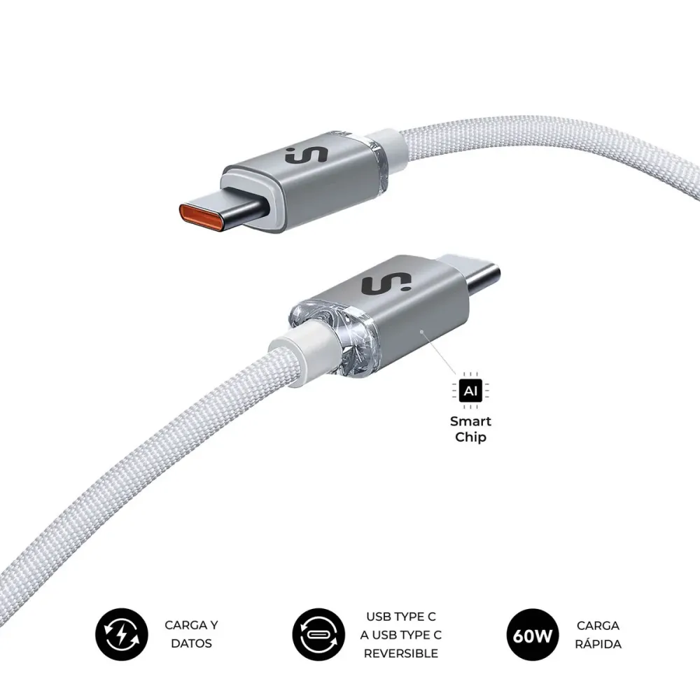 Cabo USB-C para USB-C Subblim OPTIMUS Branco 2 m