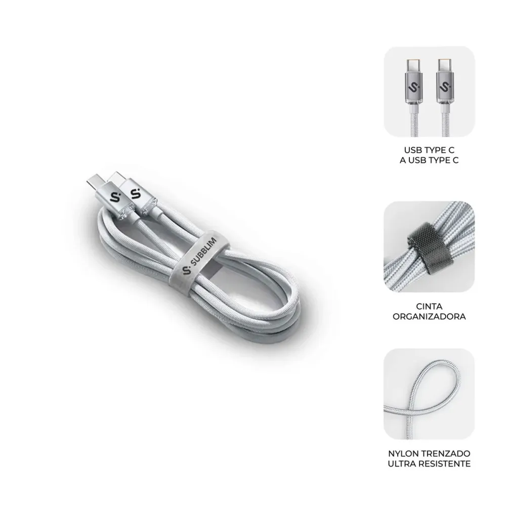 Cabo USB-C para USB-C Subblim OPTIMUS Branco 2 m