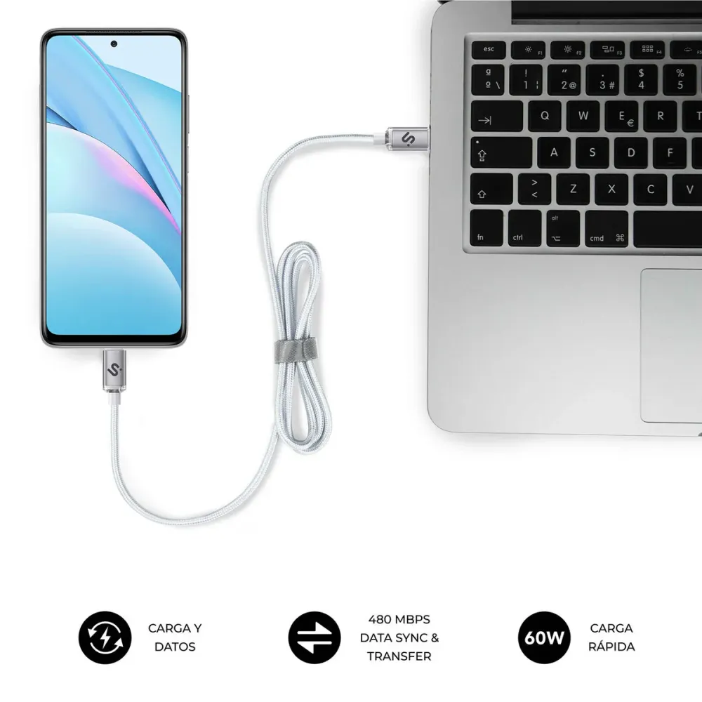 Cabo USB-C para USB-C Subblim OPTIMUS Branco 2 m