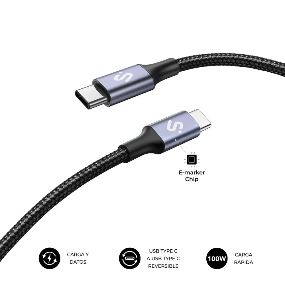 Cabo USB-C para USB-C Subblim PLUS Preto 1 m