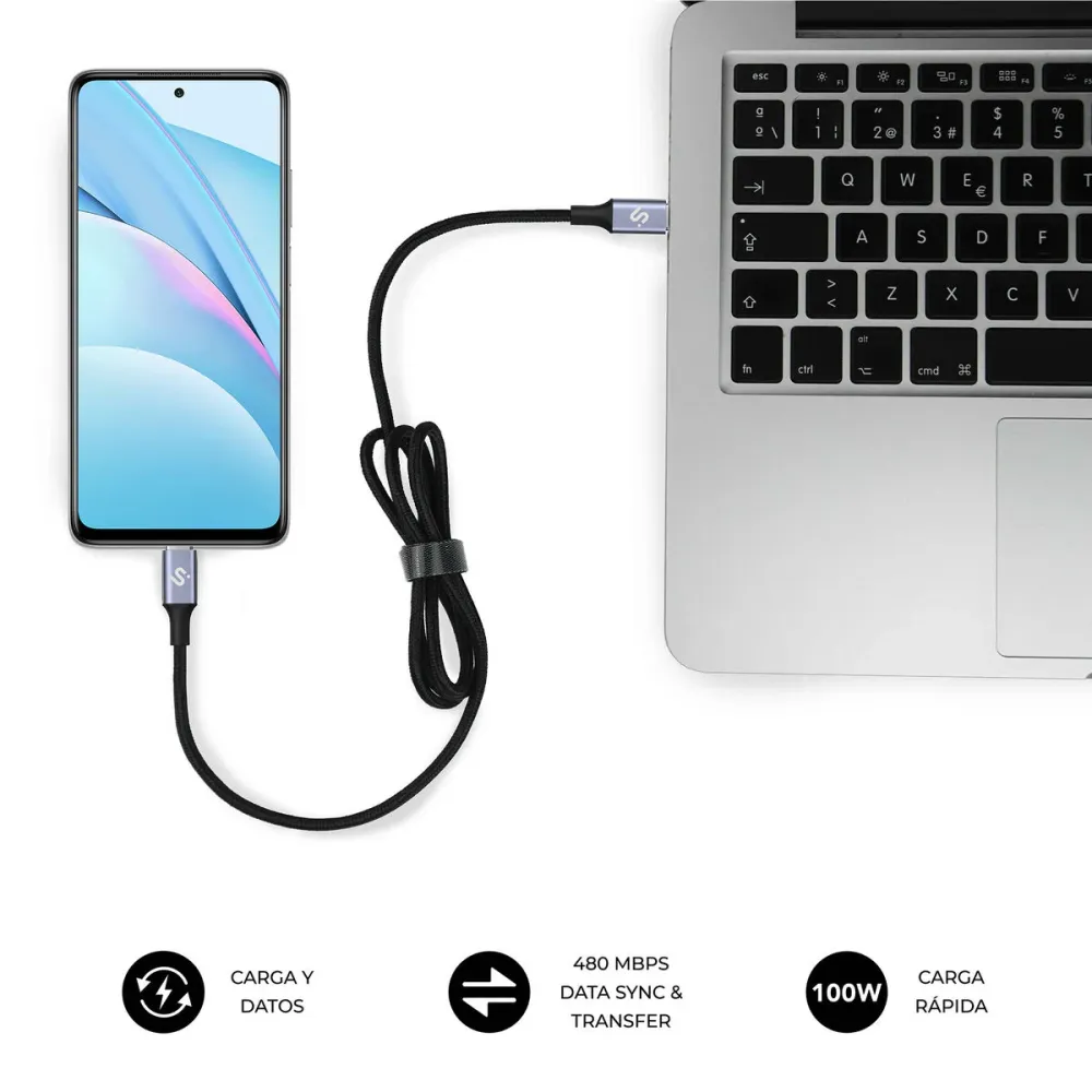 Cabo USB-C para USB-C Subblim PLUS Preto 1 m