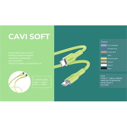 Cabo USB-C Puro Soft 1.5m - Verde Claro