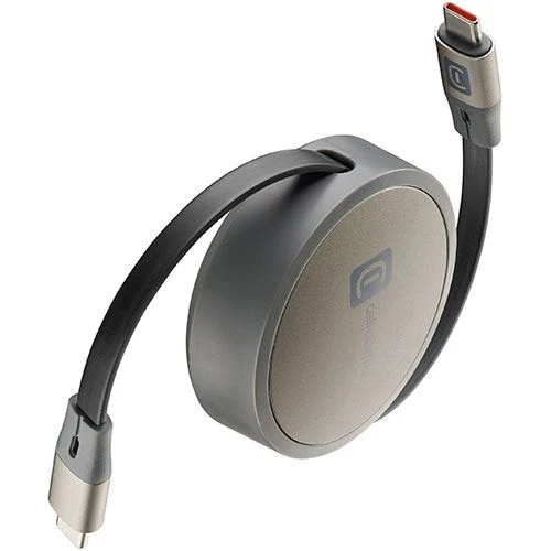 Cabo USB-C Retrátil Cellularline - 100W - Preto