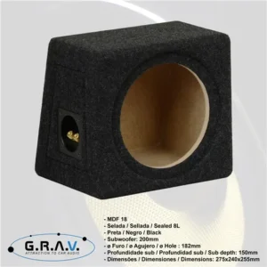 Caixa Subwoofer Selada com Rebaixo 8" | Design Compacto