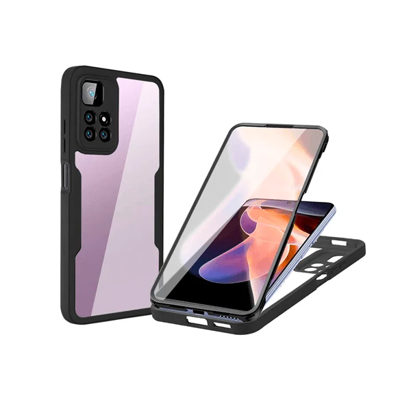 Capa Anti-Crash 360 Protection á Prova de Choque Frente e Verso para Xiaomi Redmi Note 11 Pro 5G - Preto