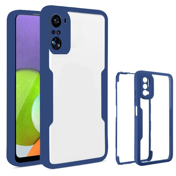 Capa Anti-Crash 360 Protection á Prova de Choque Frente e Verso para Xiaomi Redmi Note 10 Pro+ - Azul Escuro