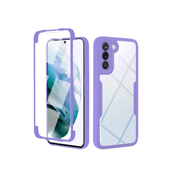 Capa Anti-Crash 360 Protection á Prova de Choque Frente e Verso para Samsung Galaxy S22 Ultra 5G - Lilás