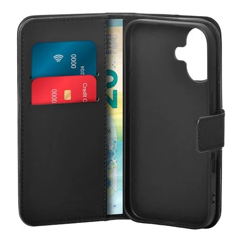 Capa Destacável Puro Wallet em Pele para iPhone 16 Plus - Preta